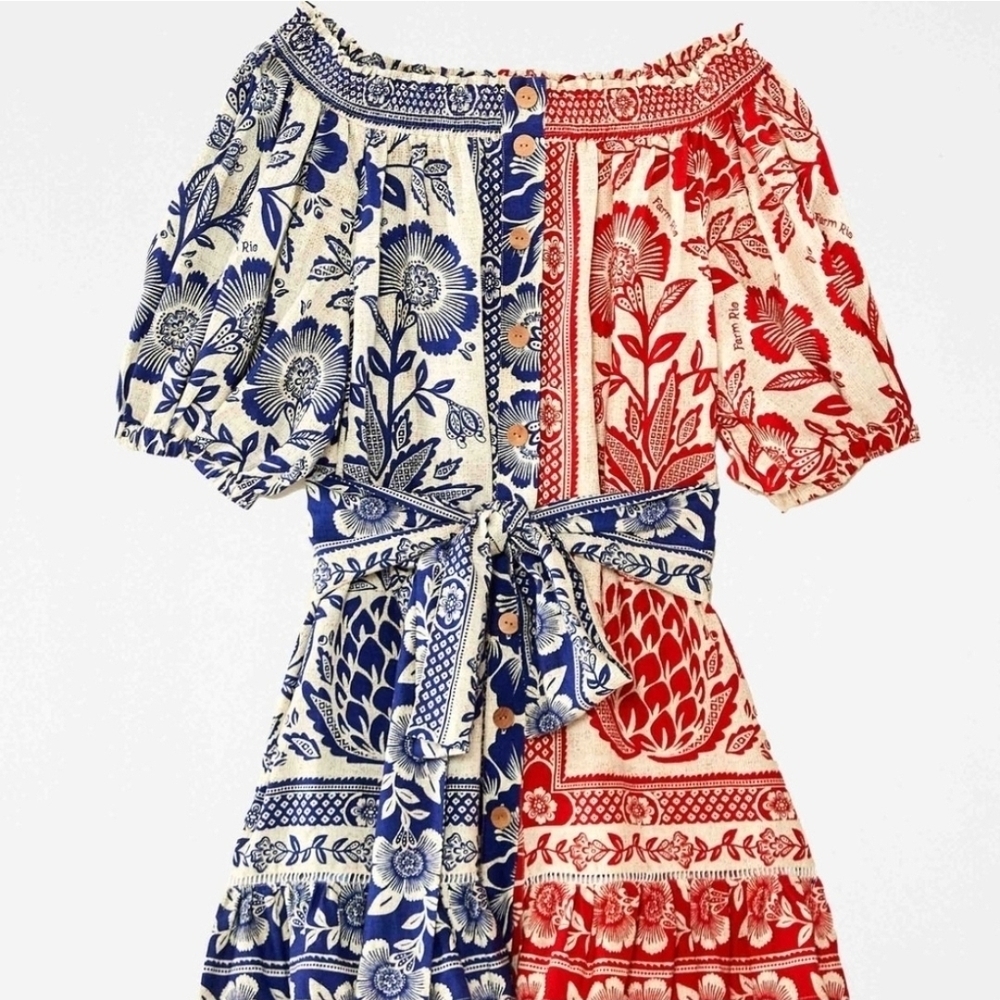FARM RIO Floral Off-Shoulder Dress-SZ SMALL - Picture 3 of 6